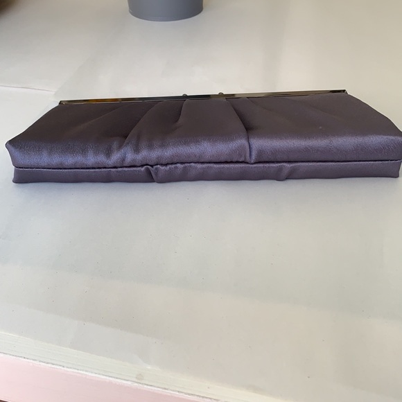 Jessica McClintock charcoal grey satin evening clutch - Picture 9 of 9